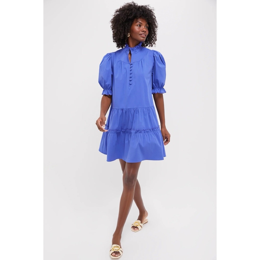 Tuckernuck Pomander Place Selena Mini Dress Size XL Azure Blue Puff Sleeve NWT